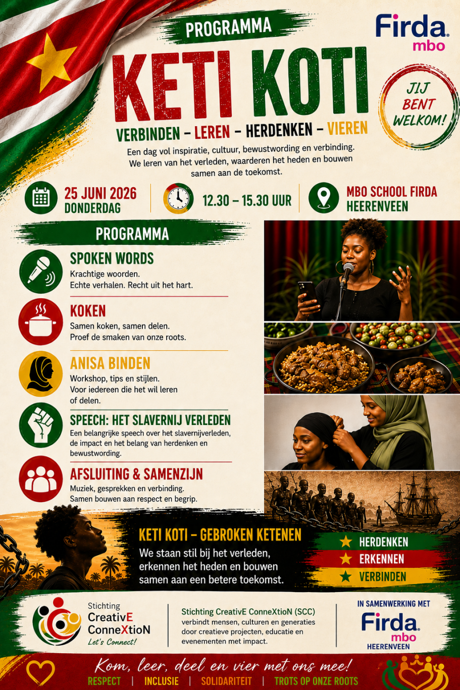 Flyer Keti Koti MBO Firda Heerenveen