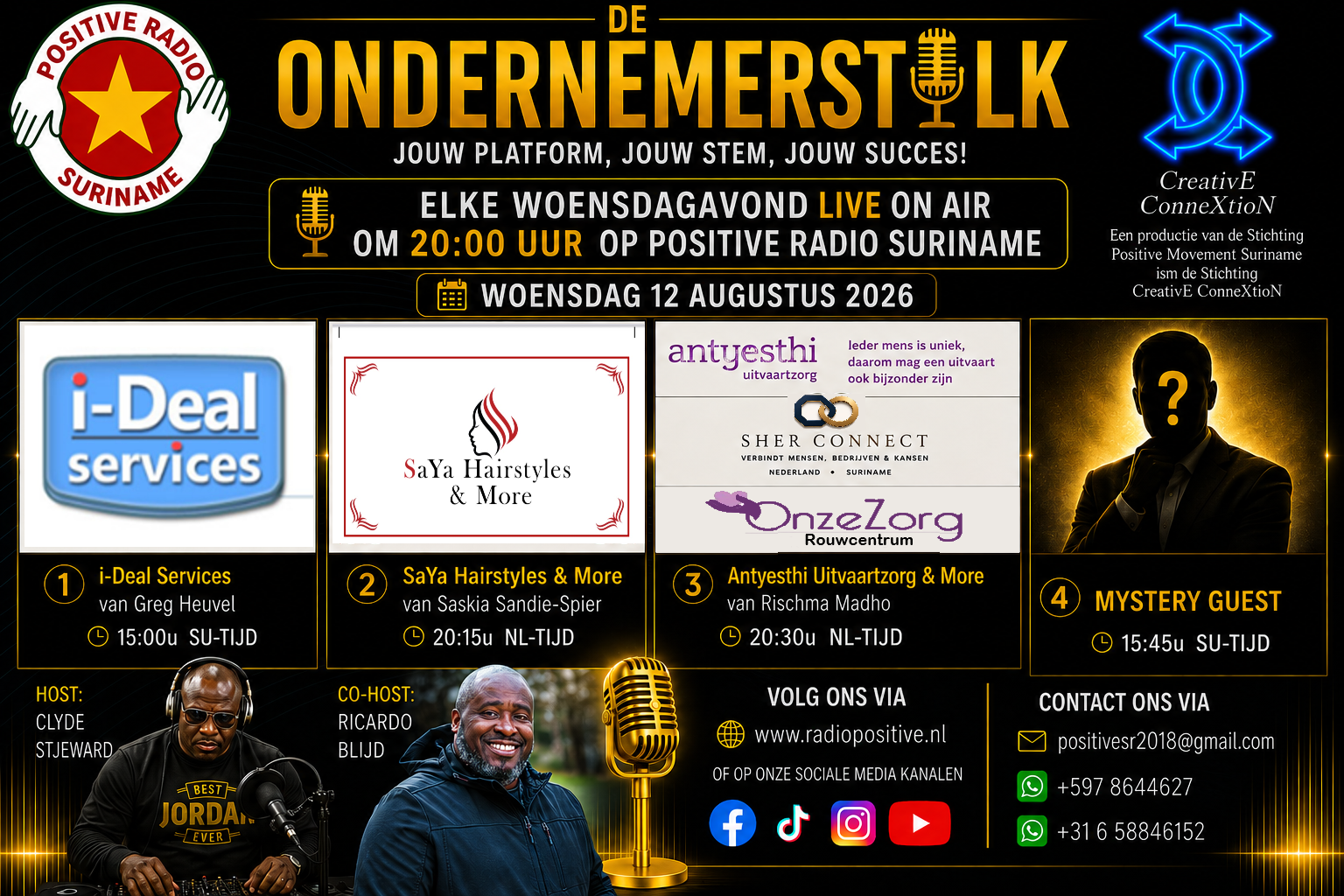 Nederland - Online, 12 augustus 2026 - Radio Positive: Ondernemerstalk met het netwerk SCC